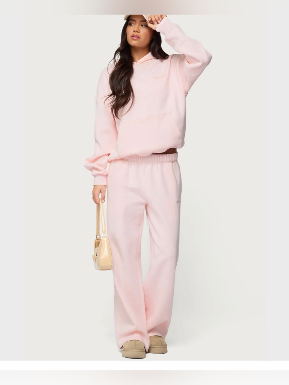 Edikted Basic Girl Wide Leg Edikted Sweatpants - Pink